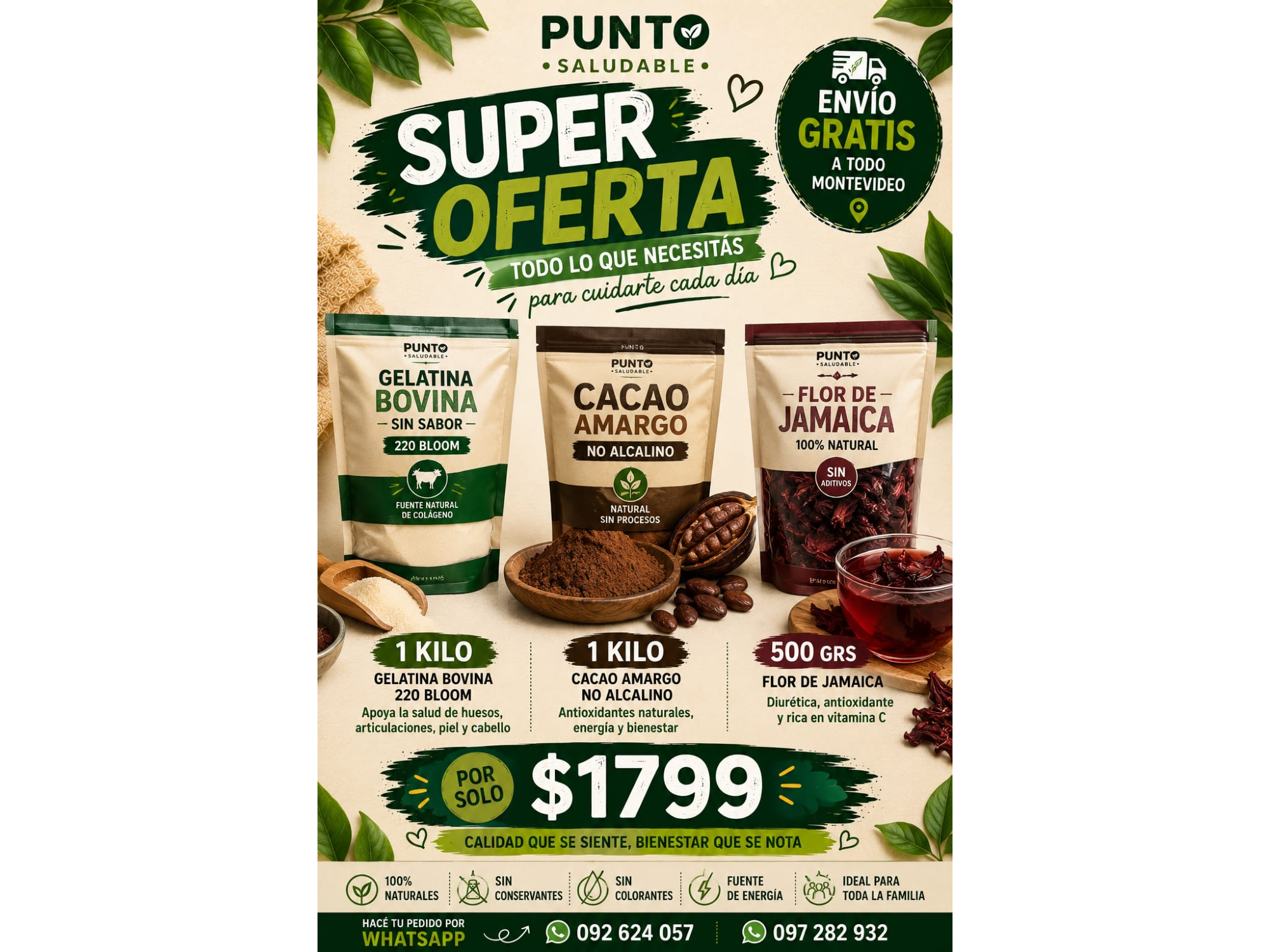 La promo bomba XL (1kg de Gelatina+1kg de cacao + 500gr de Flor de jamaica)