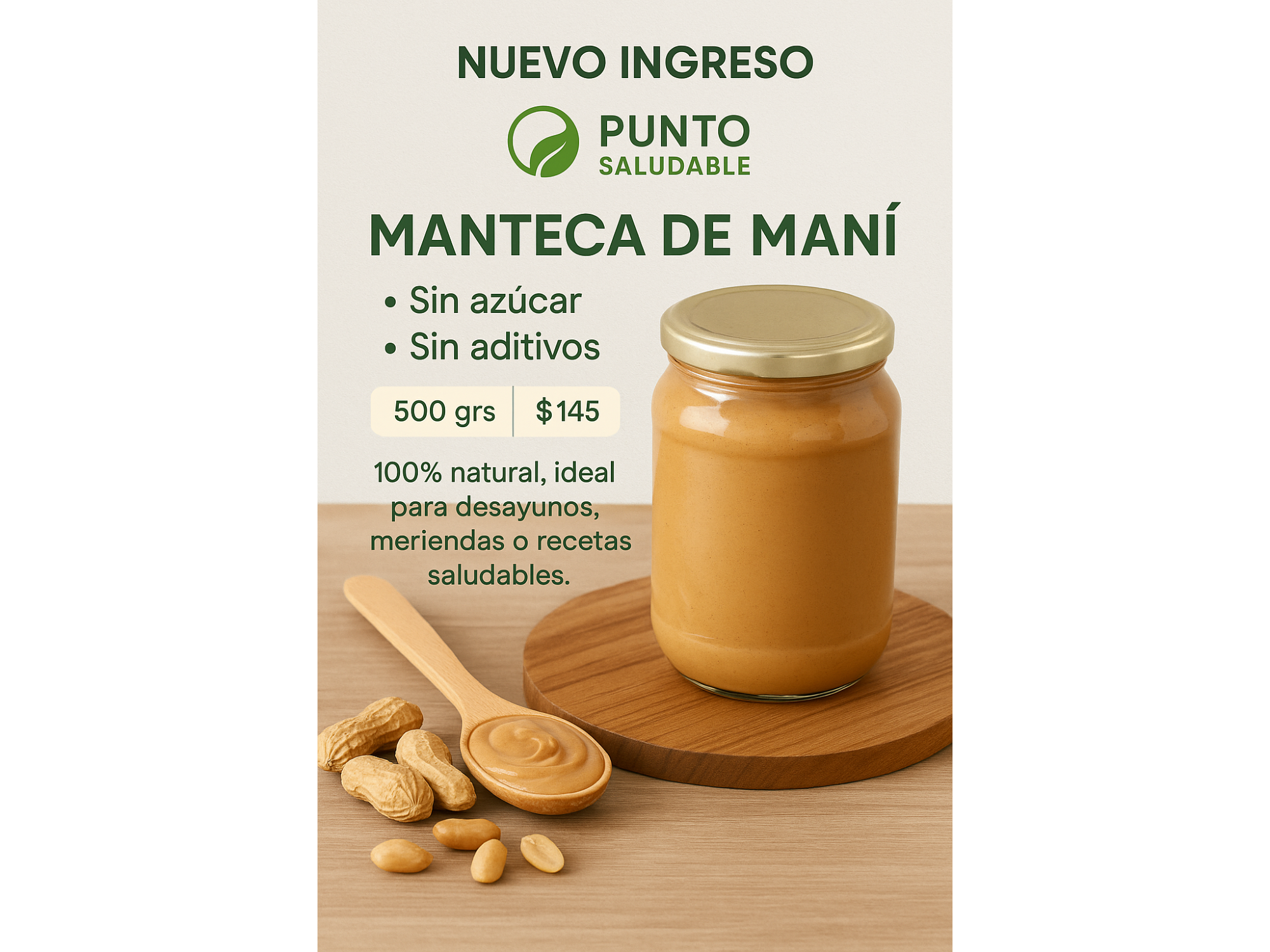 Manteca maní 500 grs FRACCIONADA