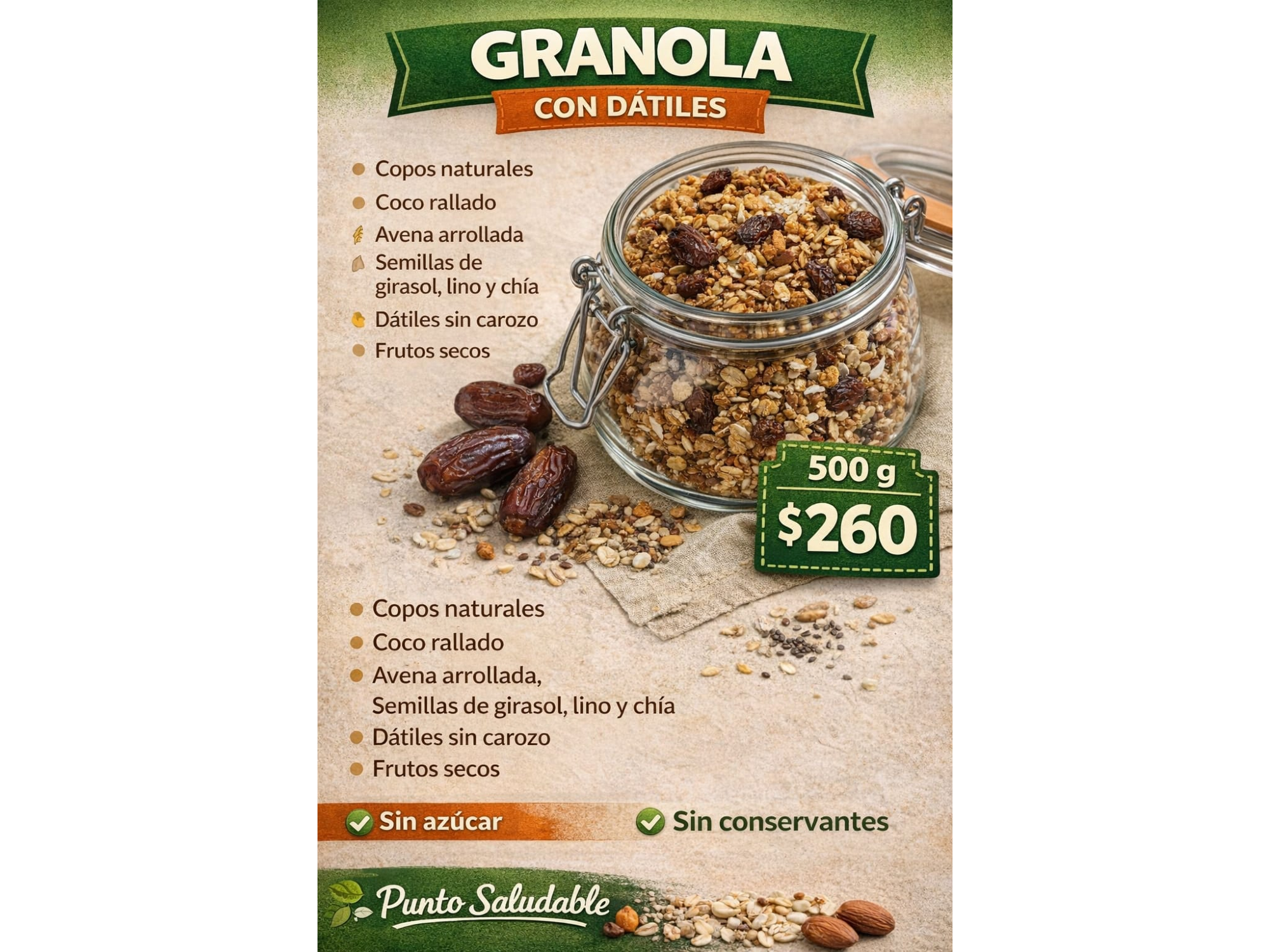 Granola con datiles 500gr