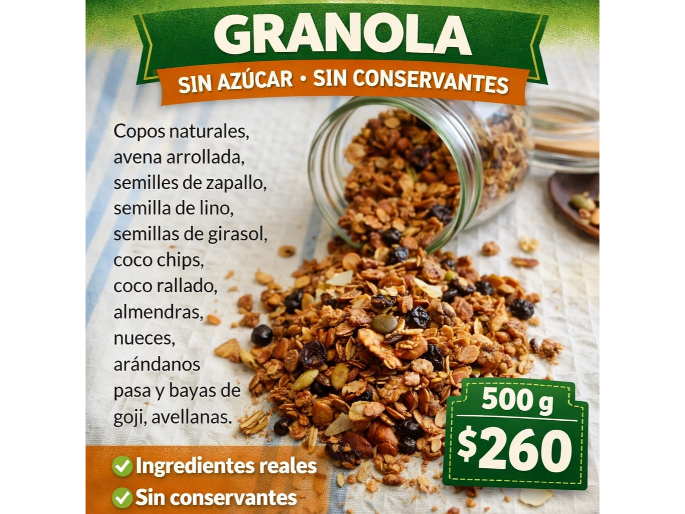 Granola sin azúcar sin conservantes 500gr