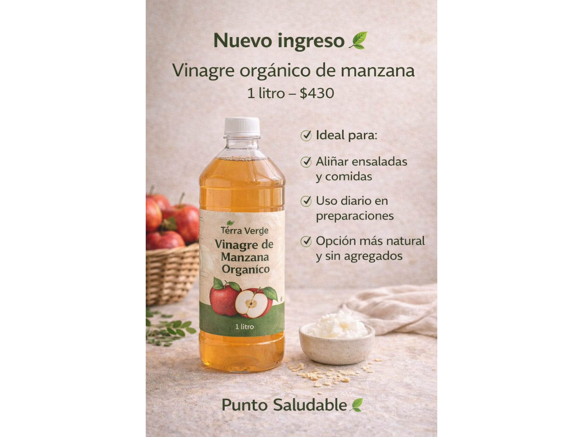 Vinagre Organico de Manzana 1 litro