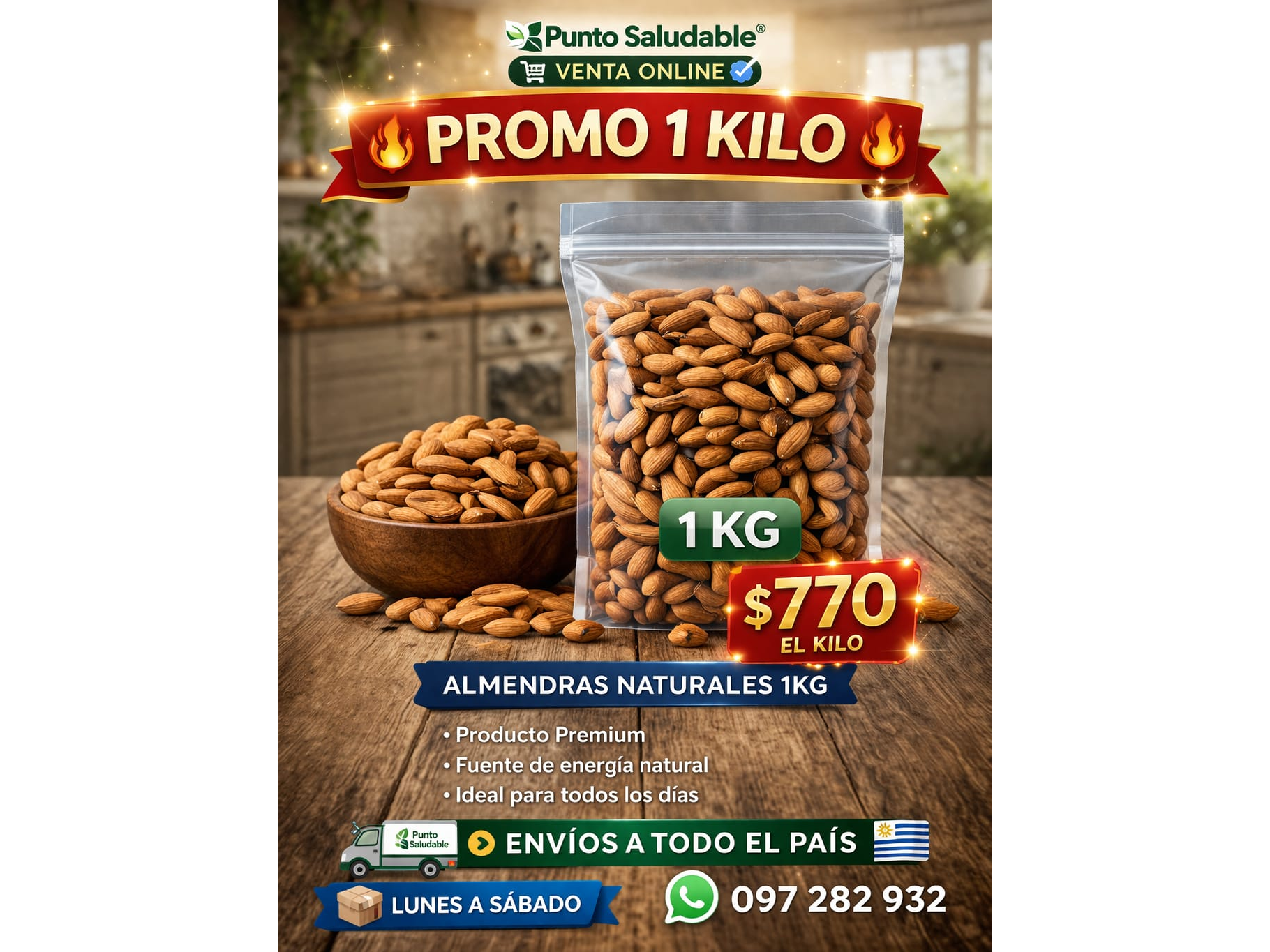 1kg de  Almendras Naturales