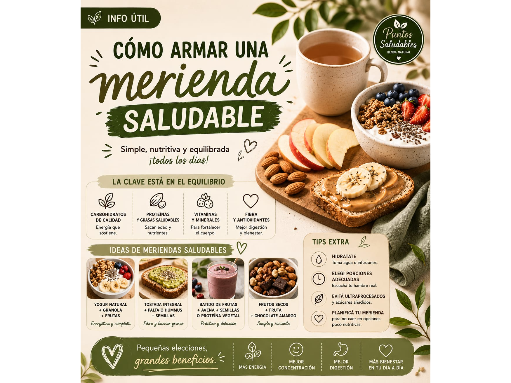 Como armar una merienda saludable