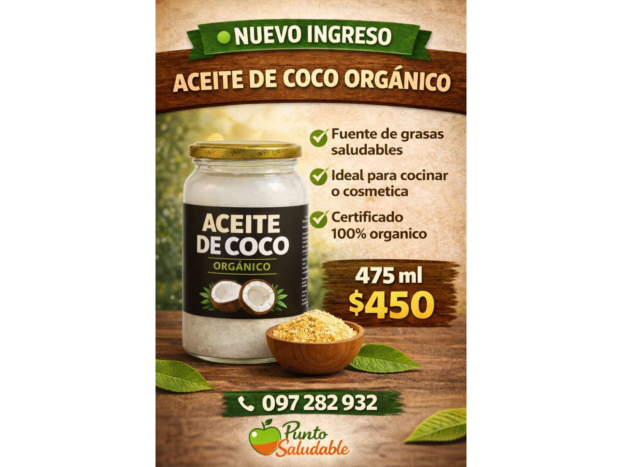 Aceite de coco Organico 475ml