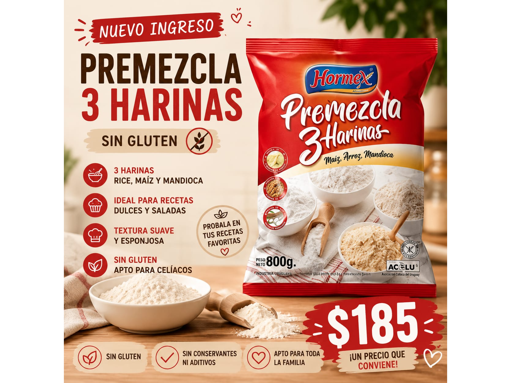 Premezcla Regular 3 Harinas 800gr