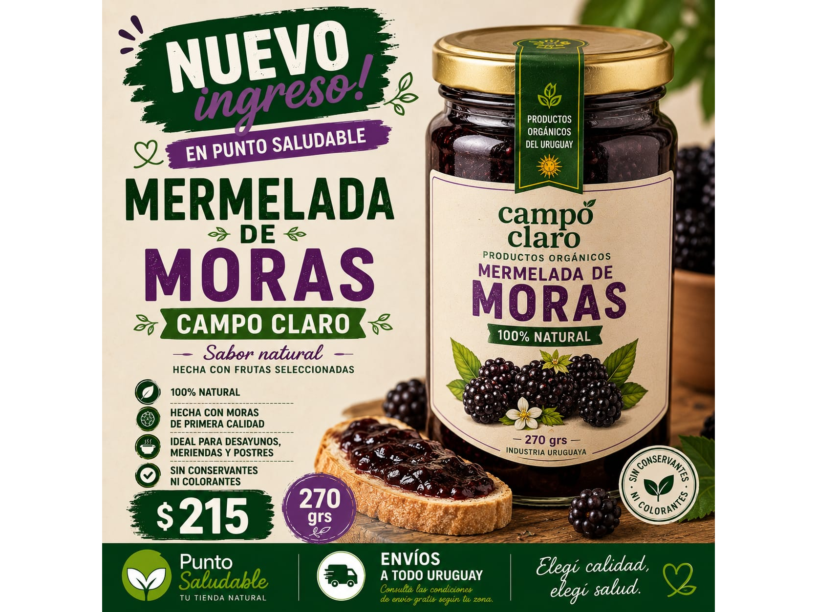 Mermelada de moras Campo claro 270gr