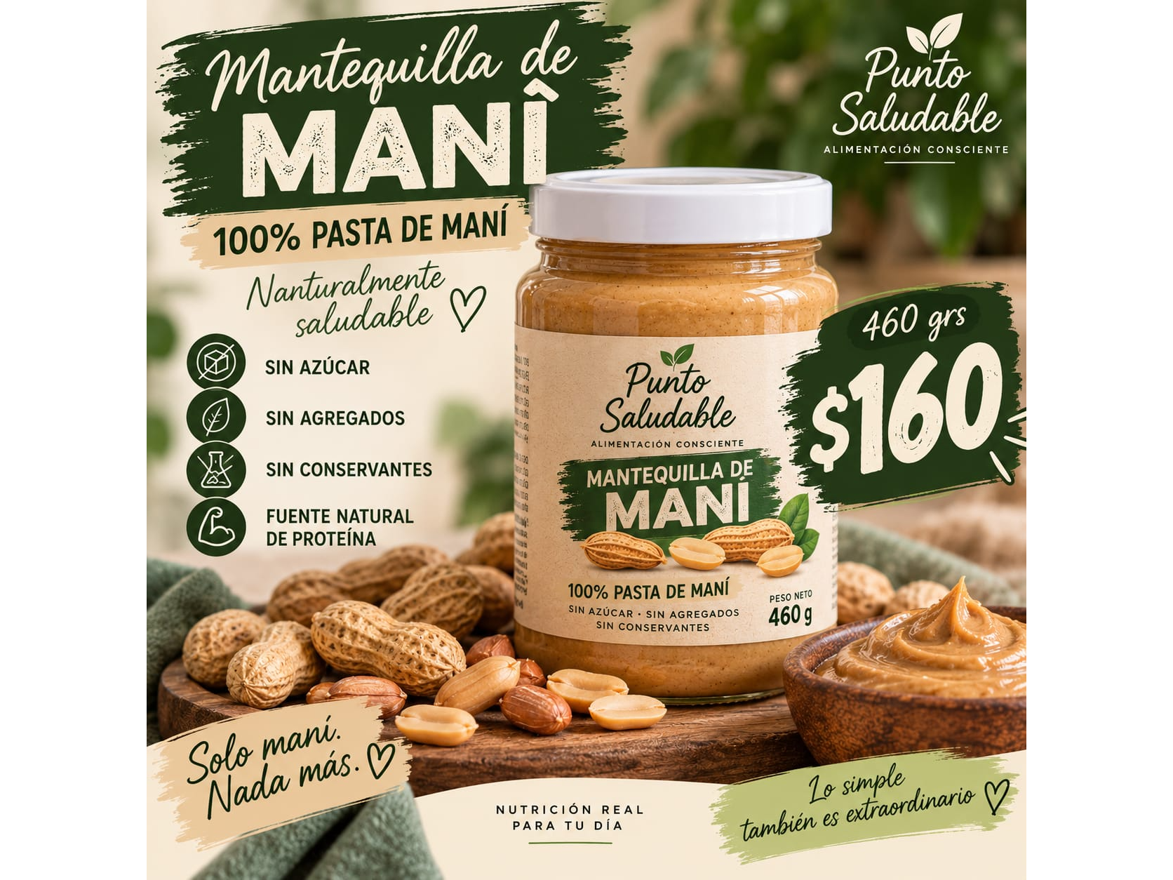 Manteca maní 460 grs FRACCIONADA