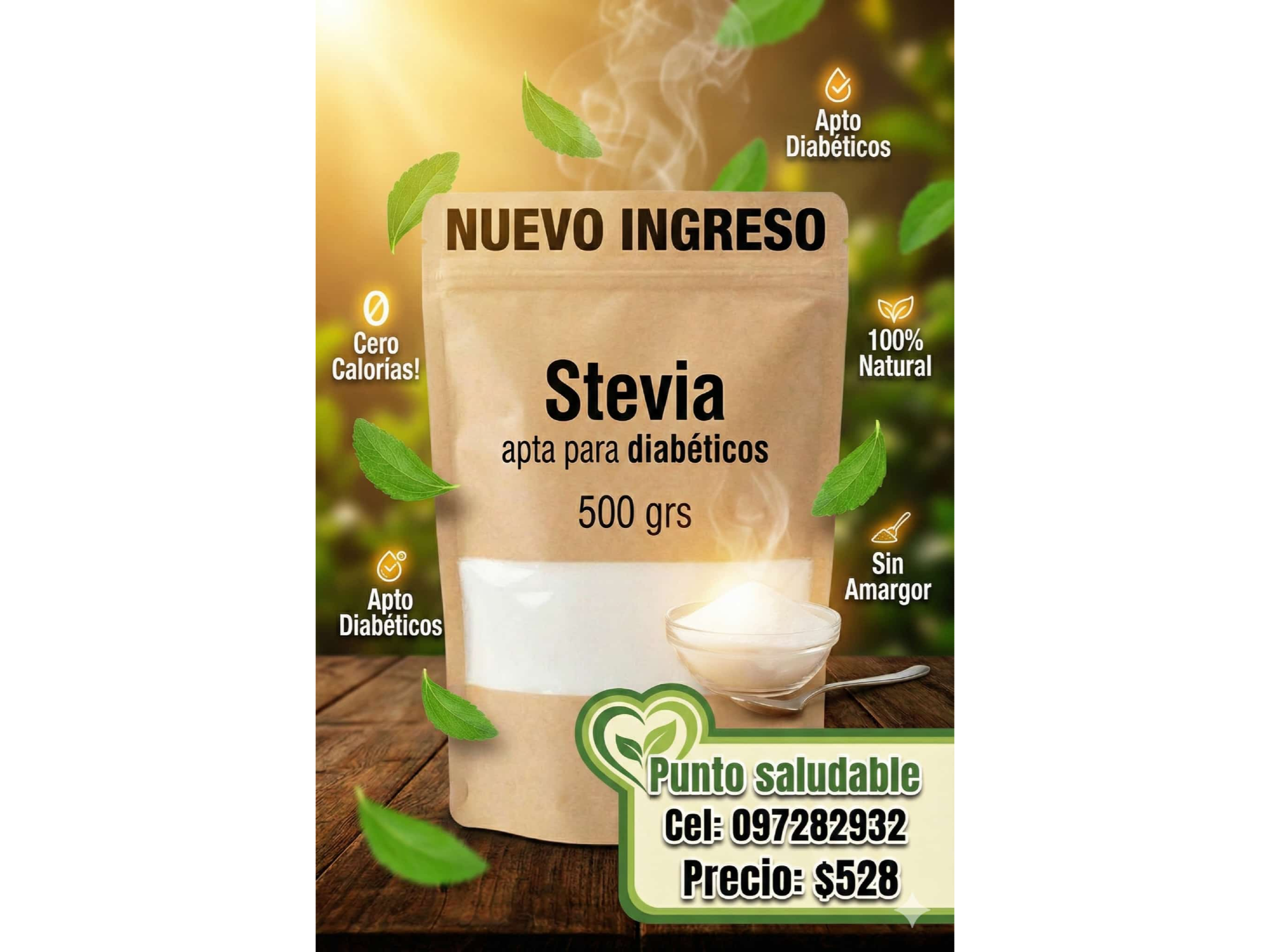 Stevia apta para diabeticos 500gr
