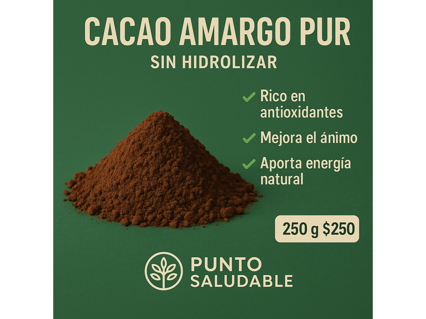 Cacao puro sin hidrolizar 250 grs