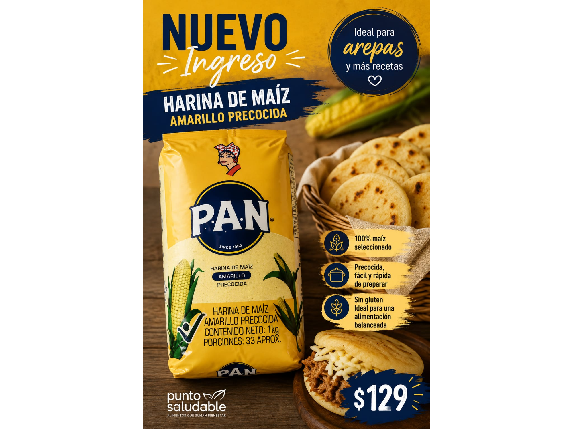 Harian de Maiz Amarillo Precocida1kg