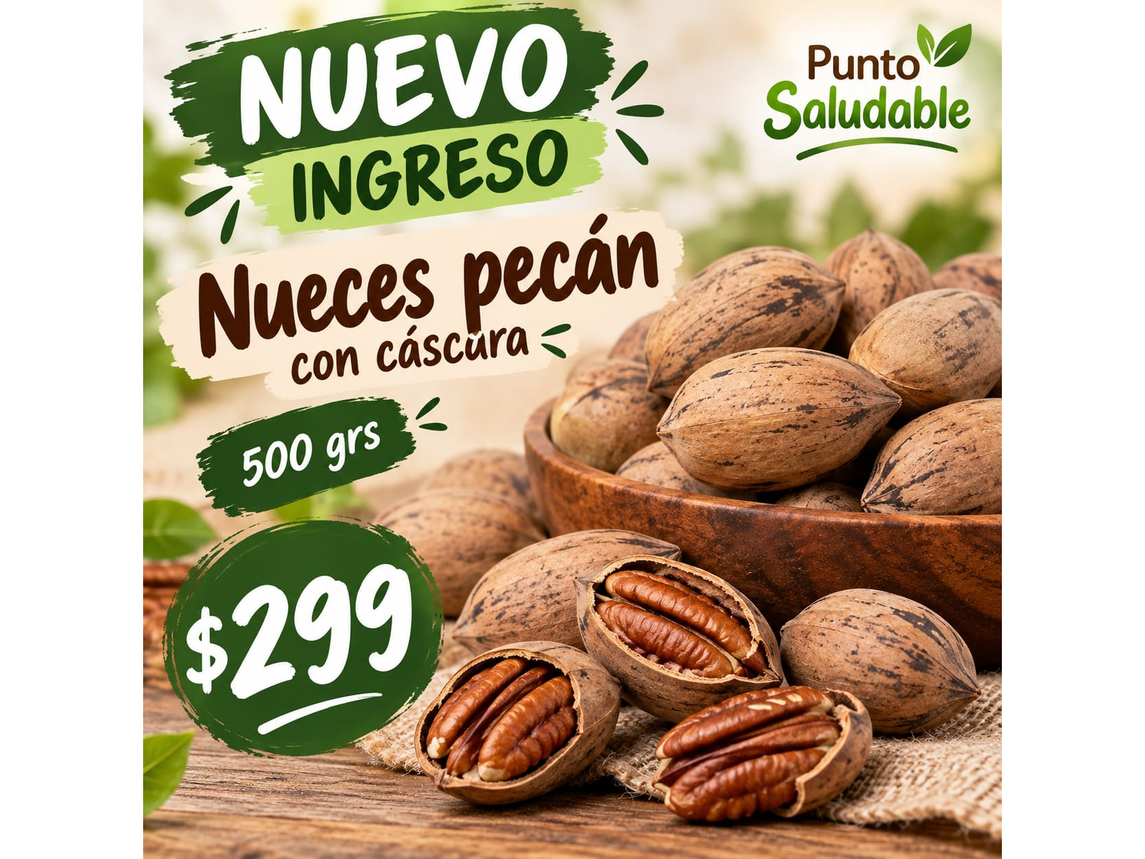 Nueces pecan con cascara 500gr