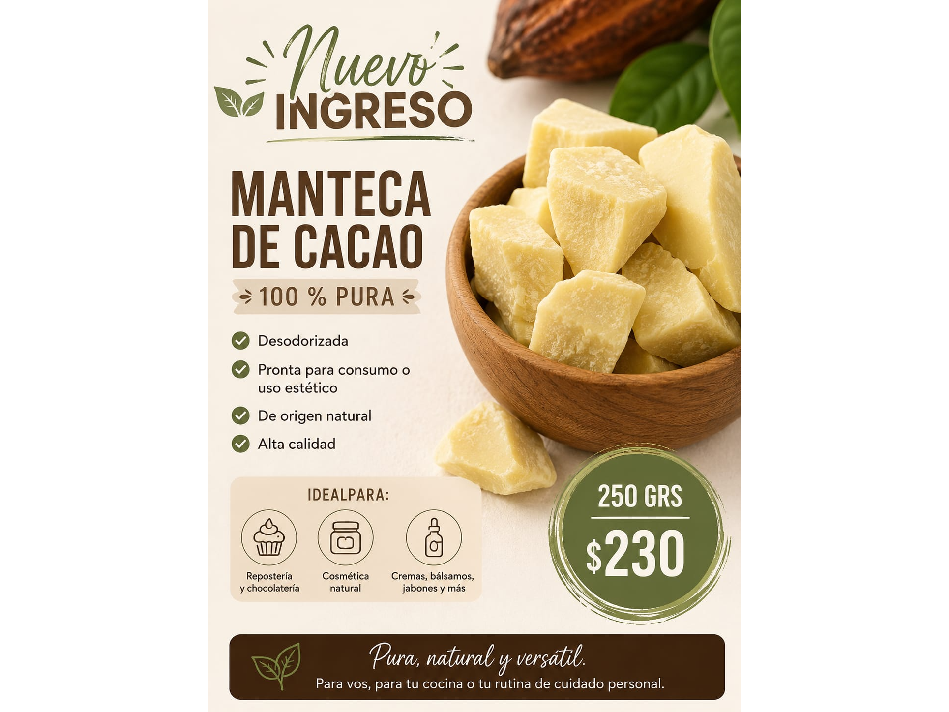 Manteca de cacao 250gr