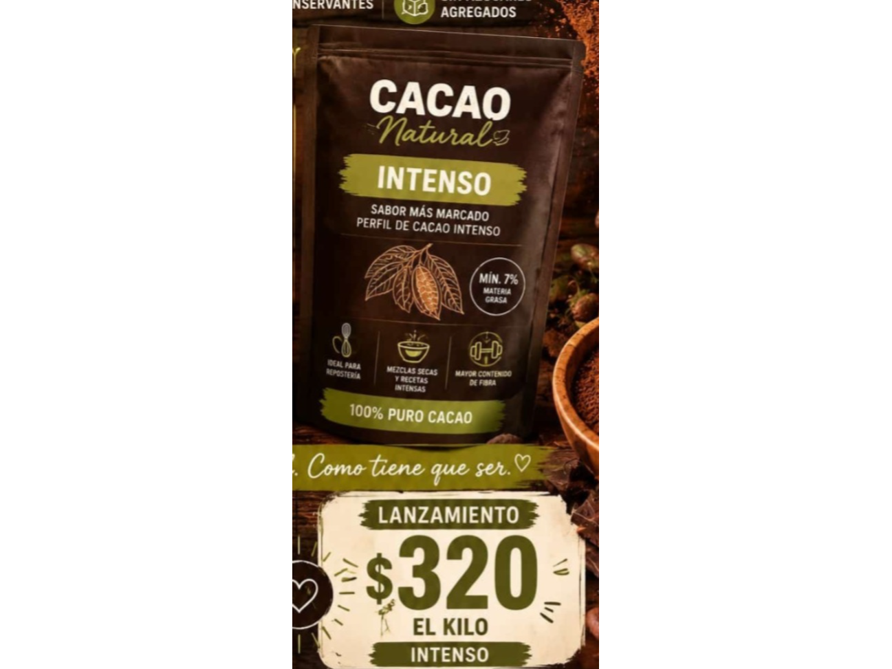 Cacao Natural Intenso no alcalinizado  1kg
