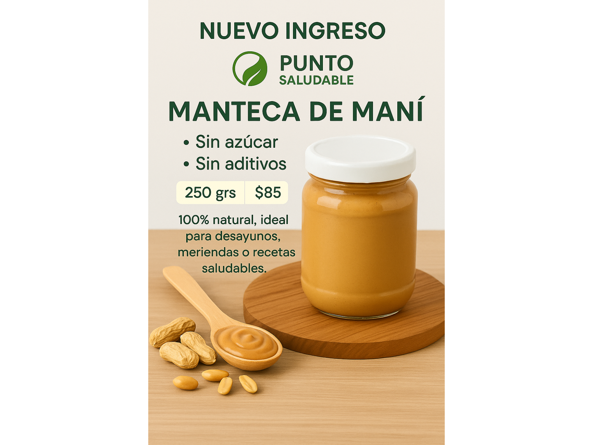 Manteca maní 250 grs FRACCIONADA