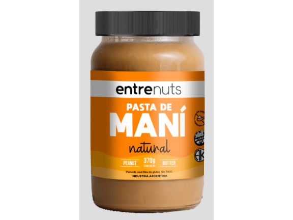 Pasta de maní Entrenuts Natural 370 gr