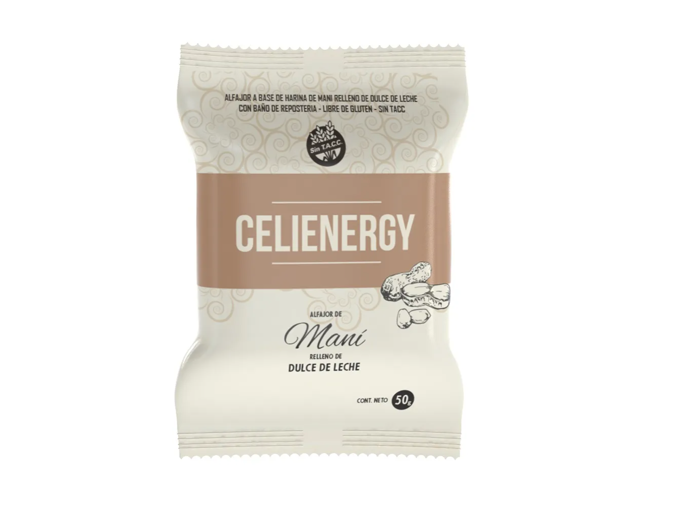 Alfajor Celienergy mani relleno dulce de leche 50 gr