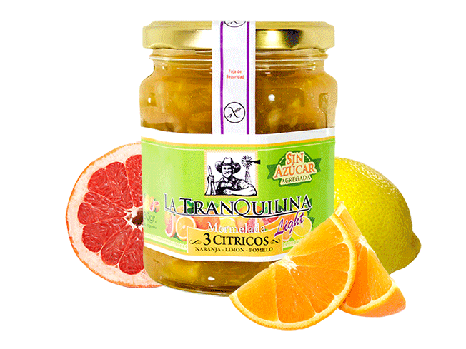 Mermelada La Tranquilina con stevia 3 citricos (limon, pomelo, naranja) 330 gr