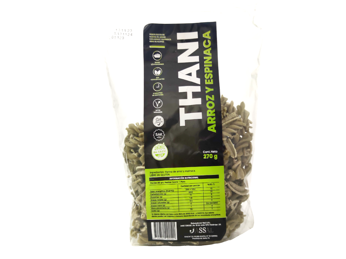 Tirabuzon Thani harina de arroz espinaca 270 gr
