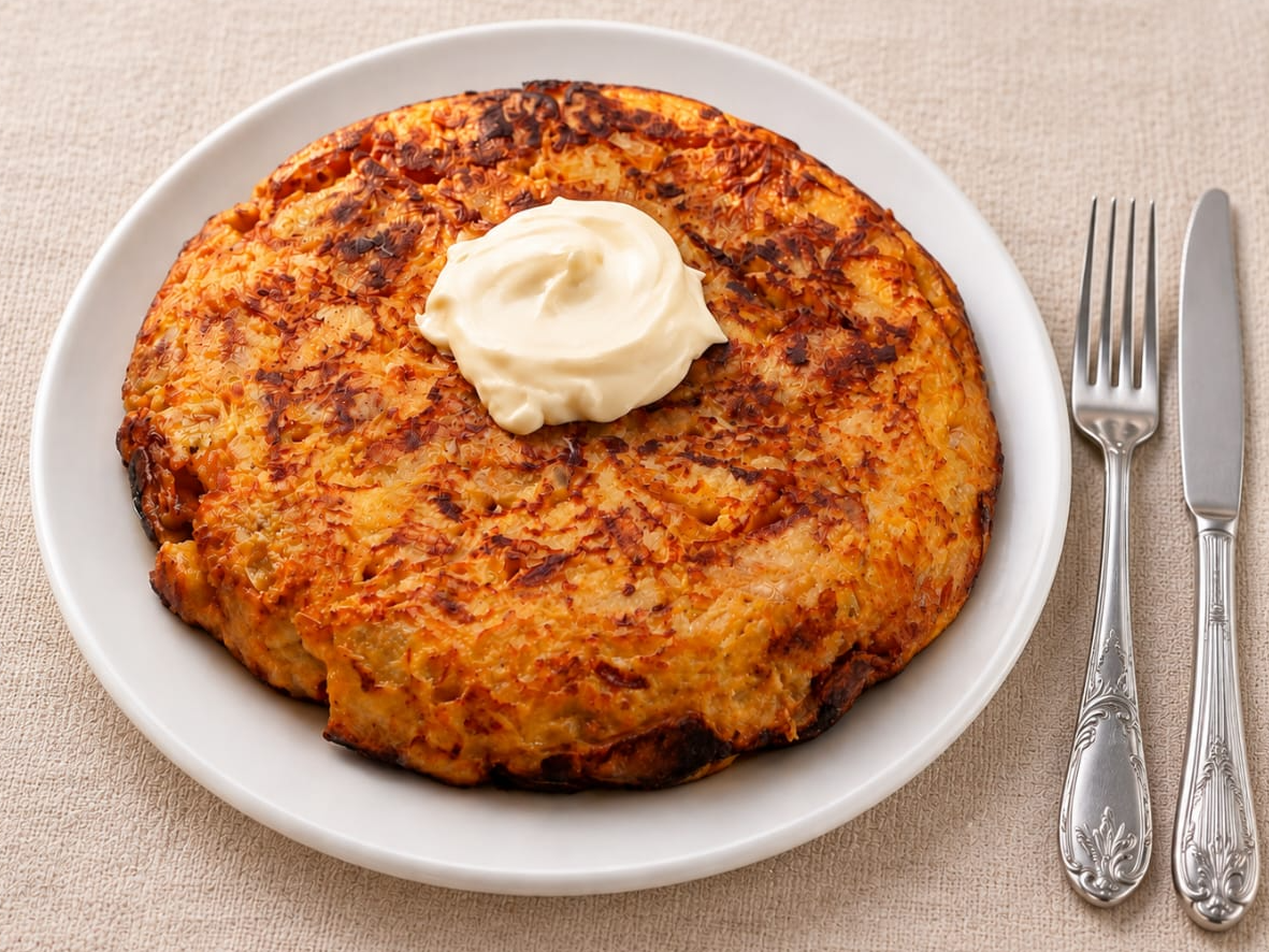 TORTILLA DE PAPAS CON CEBOLLA CARAMELIZADA
