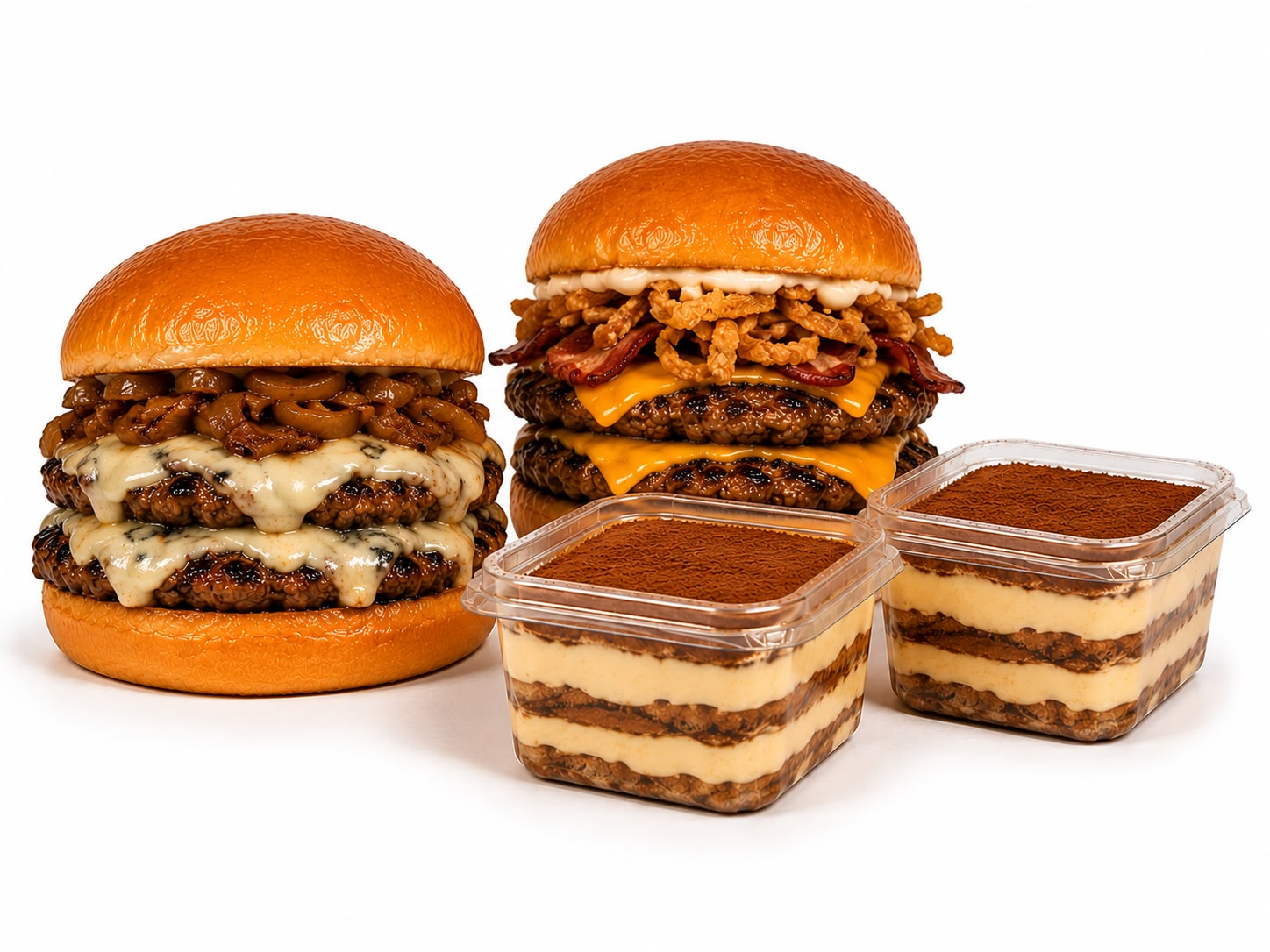 2 Burgers Dobles a elección + 2 tiramisú