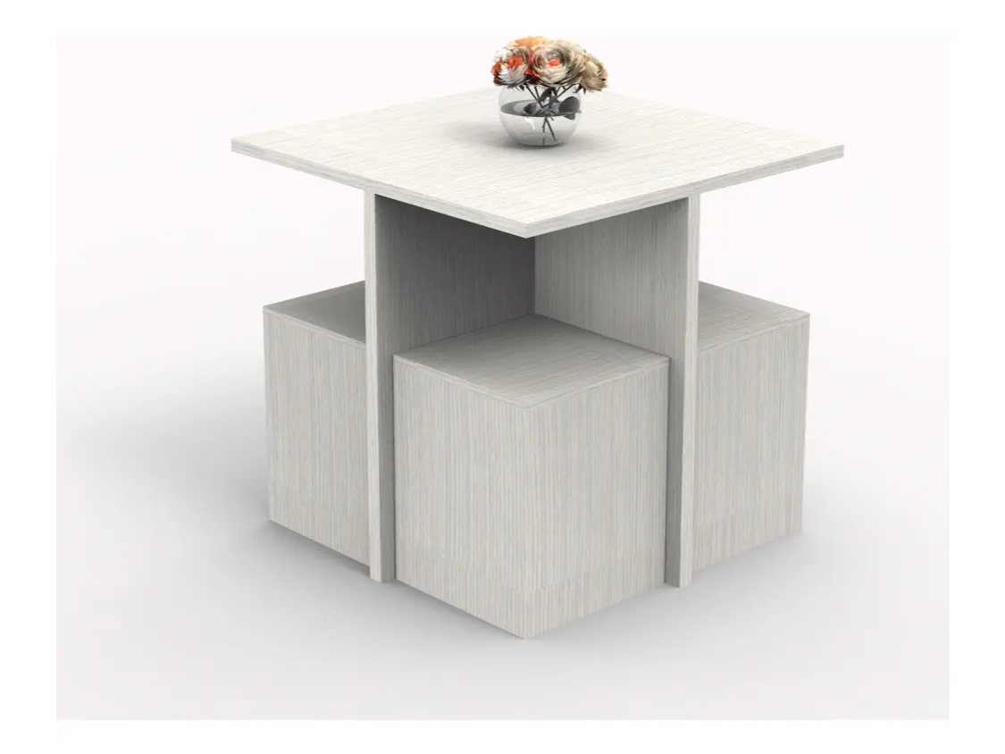 Combo Mesa De Living Cuadrada + Asientos cubos varios colores