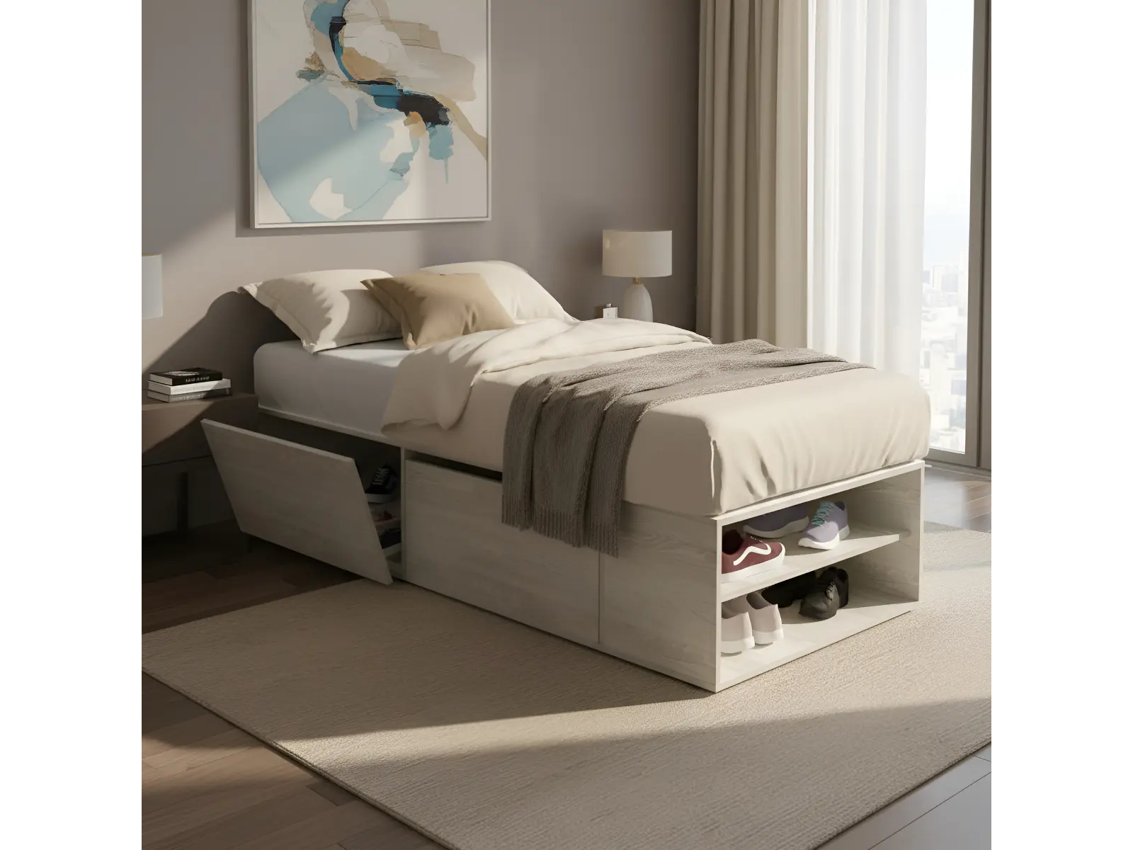 Base Cama Box De 1 Plaza Color Pino Cascina - Mueble Para Dormitorio Resistente Y Moderno / DLD06/1PC