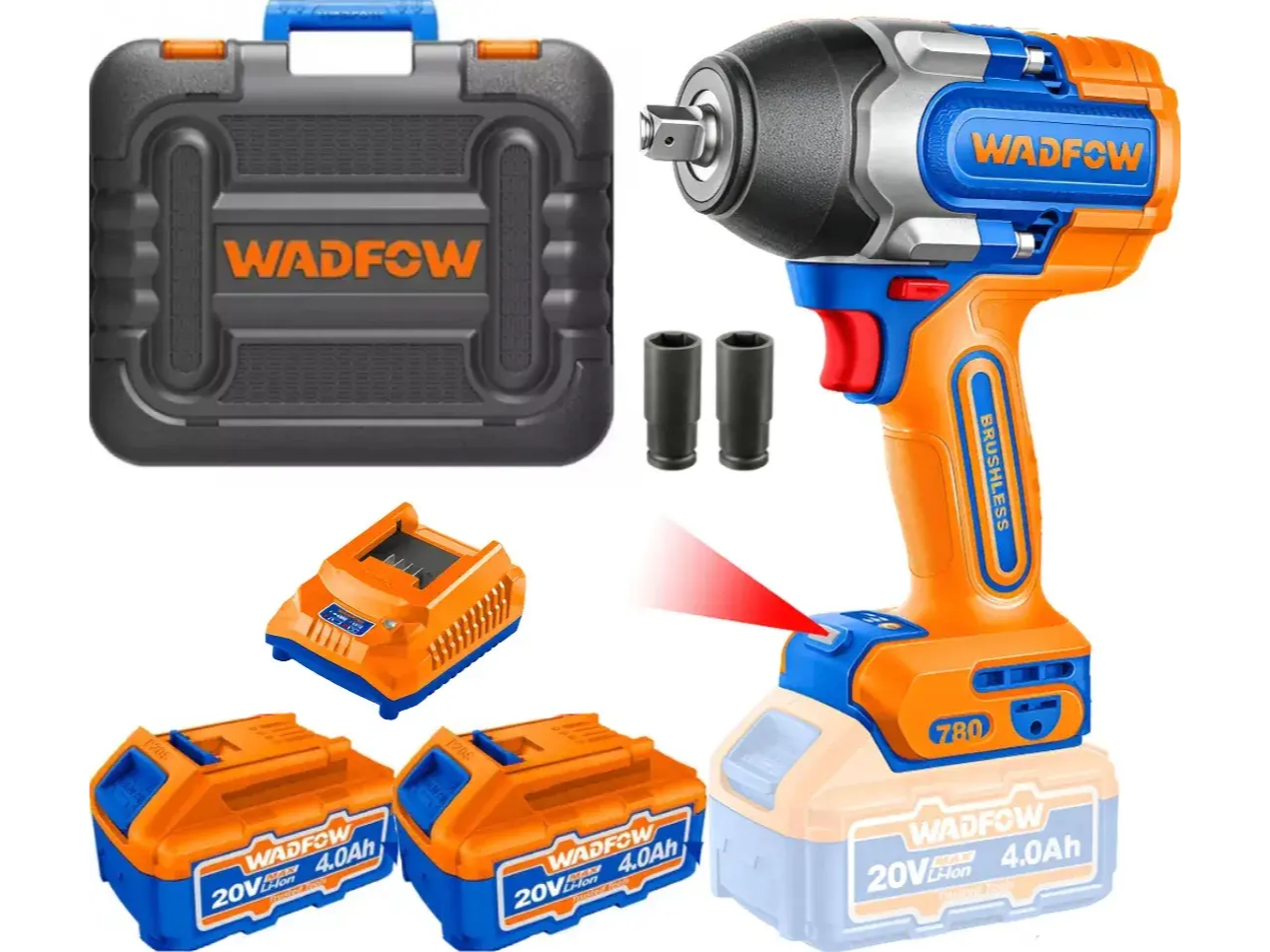 Llave De Impacto Inalambrica 20v Brushless Wadfow 780nm
