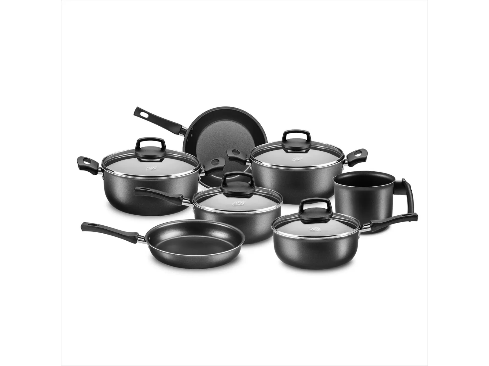Batería Cocina Olla Cacerola Aluminio Antiadherente Safira 7p Mta Color Grafito (16 cuotas semanales)