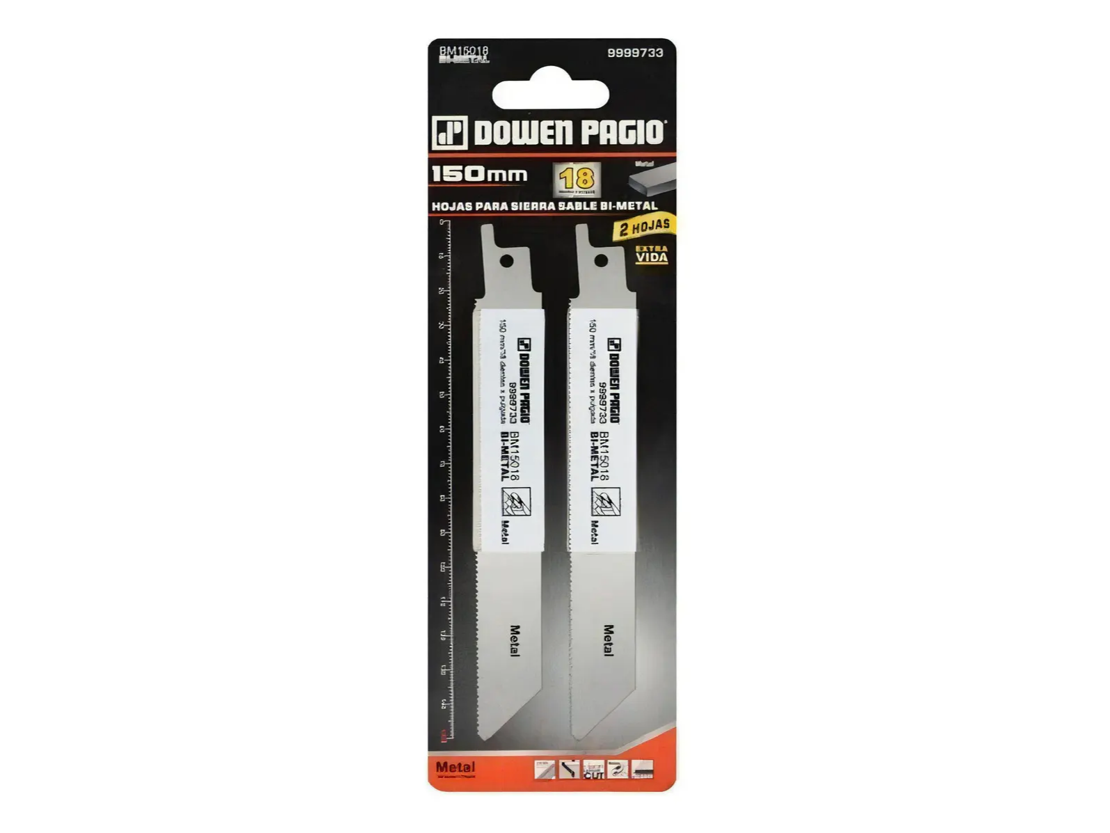 Pack de 2 Hojas de Sierra Sable Bi-Metal para Metal Dowen Pagio de 15 cm