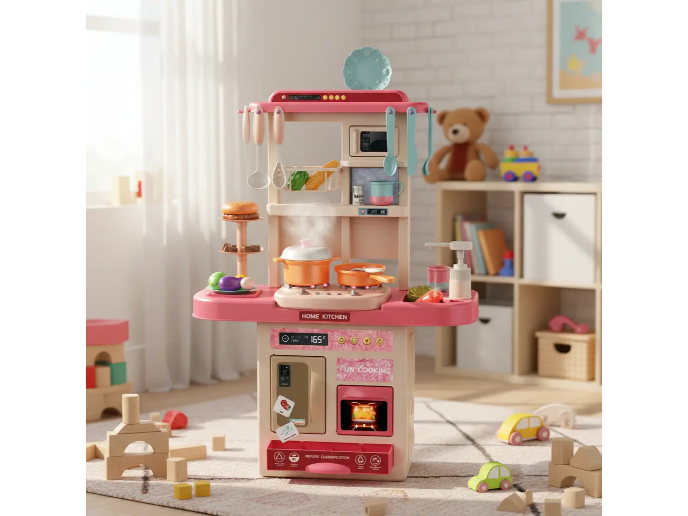 Cocina De Juguete Home Kitchen Con Luz Y Sonido Rondi 9330 Rosa