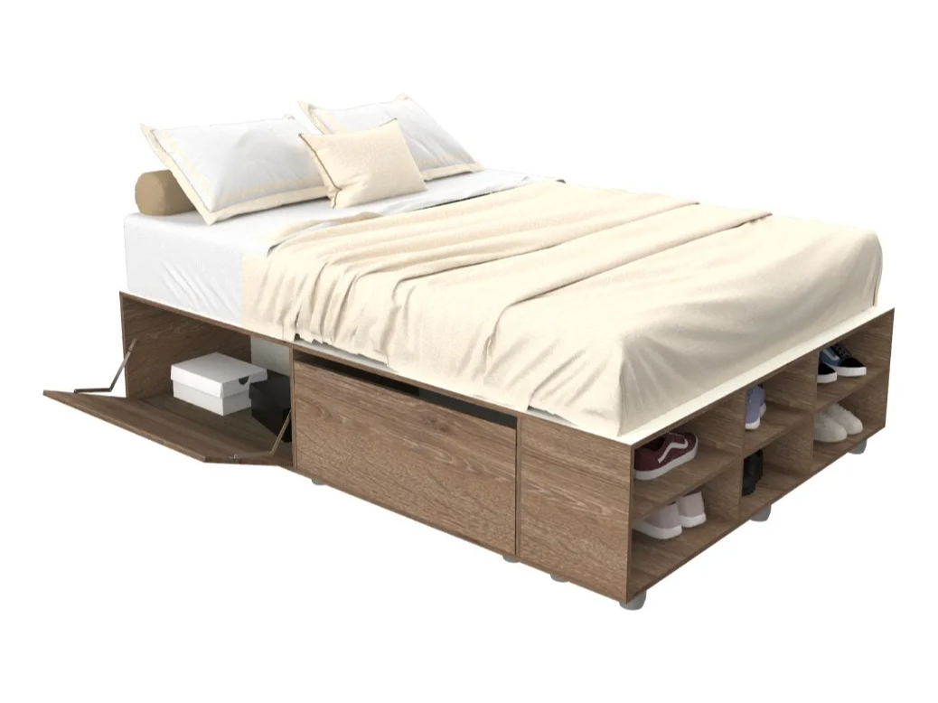 Cama Box Base P/ Sommier De 2 Plazas 4 Ptas + Zapatero (16 cuotas semanales)