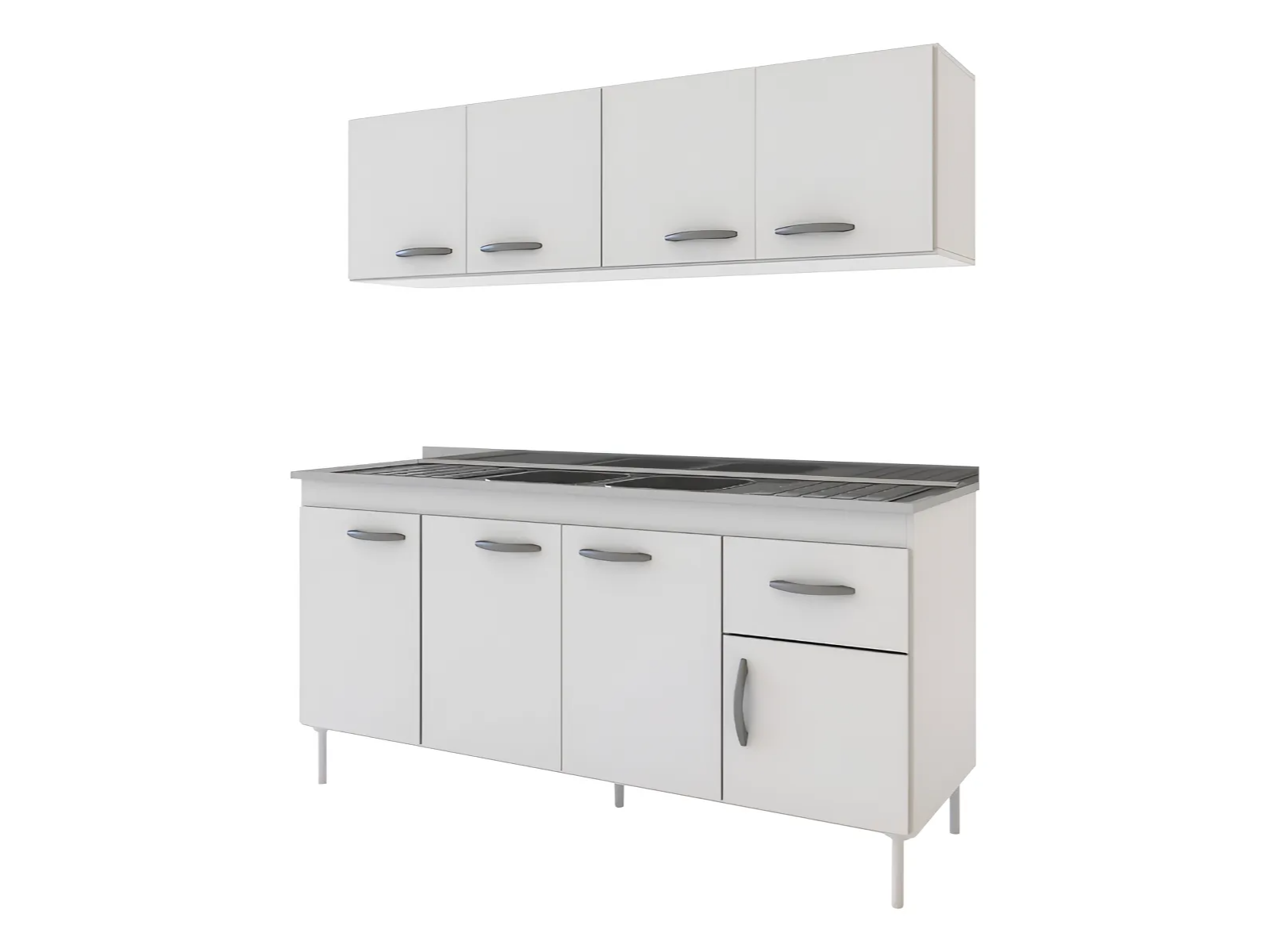 Combo Completo Cocina 140 Alacena, Mesada Y Bajo Mesada Blanco (16 cuotas semanales)