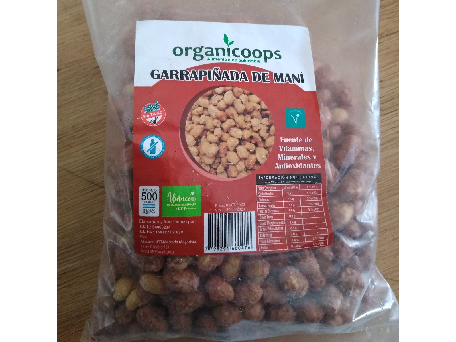 Garrapiñada de maní  UTT-Organicoops. 200 grs.