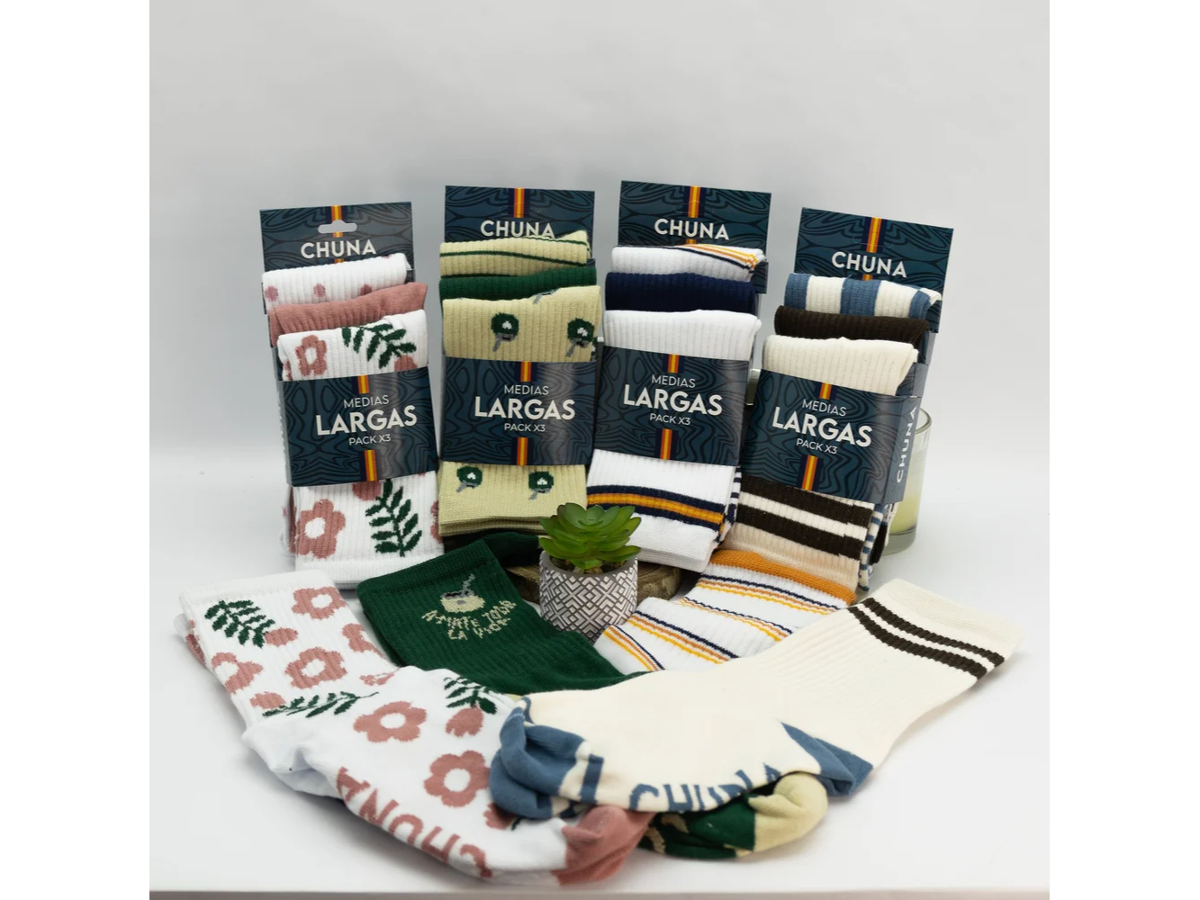Medias Largas Chuna Pack x3