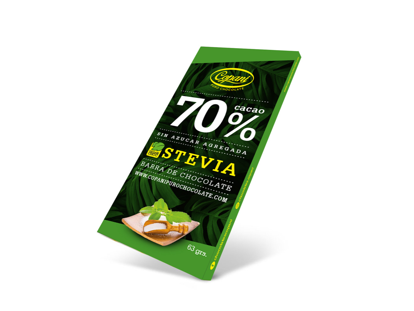 Chocolate 70% Cacao c/Stevia 63gr - Copani