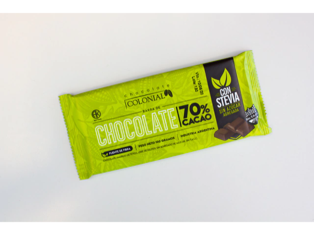 Chocolate 70% Cacao c/Stevia 100 gr - Colonial