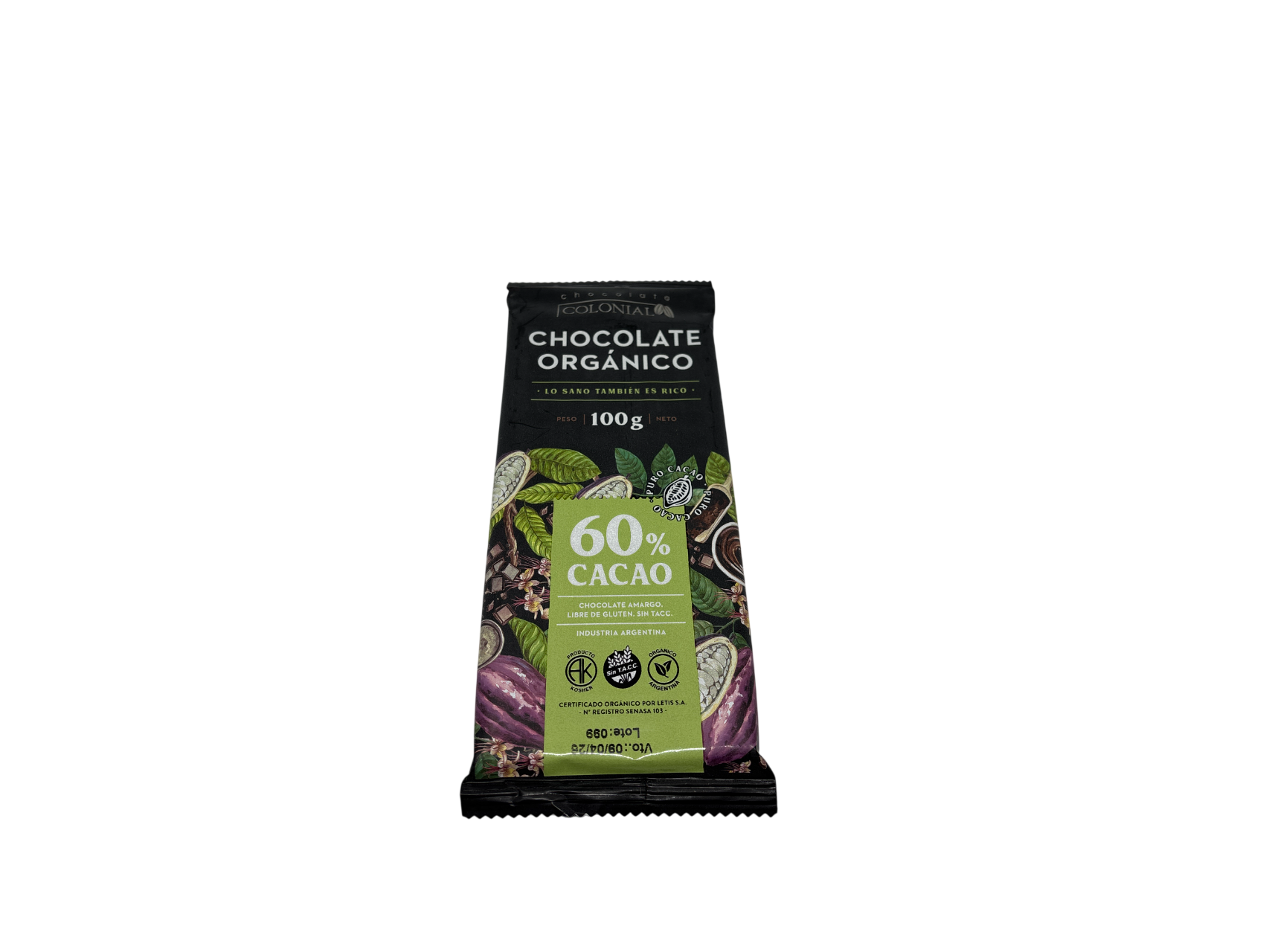 Chocolate Al 60% Cacao Organico - Colonial
