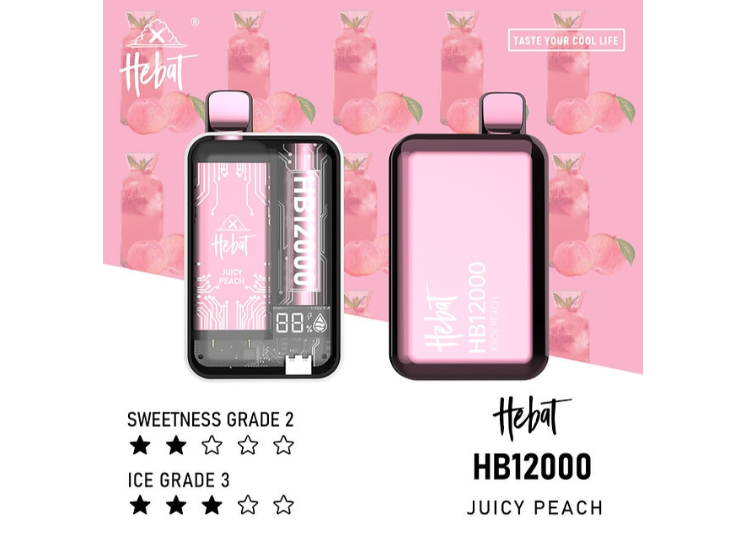 Hebat 12k puffs juicy peach