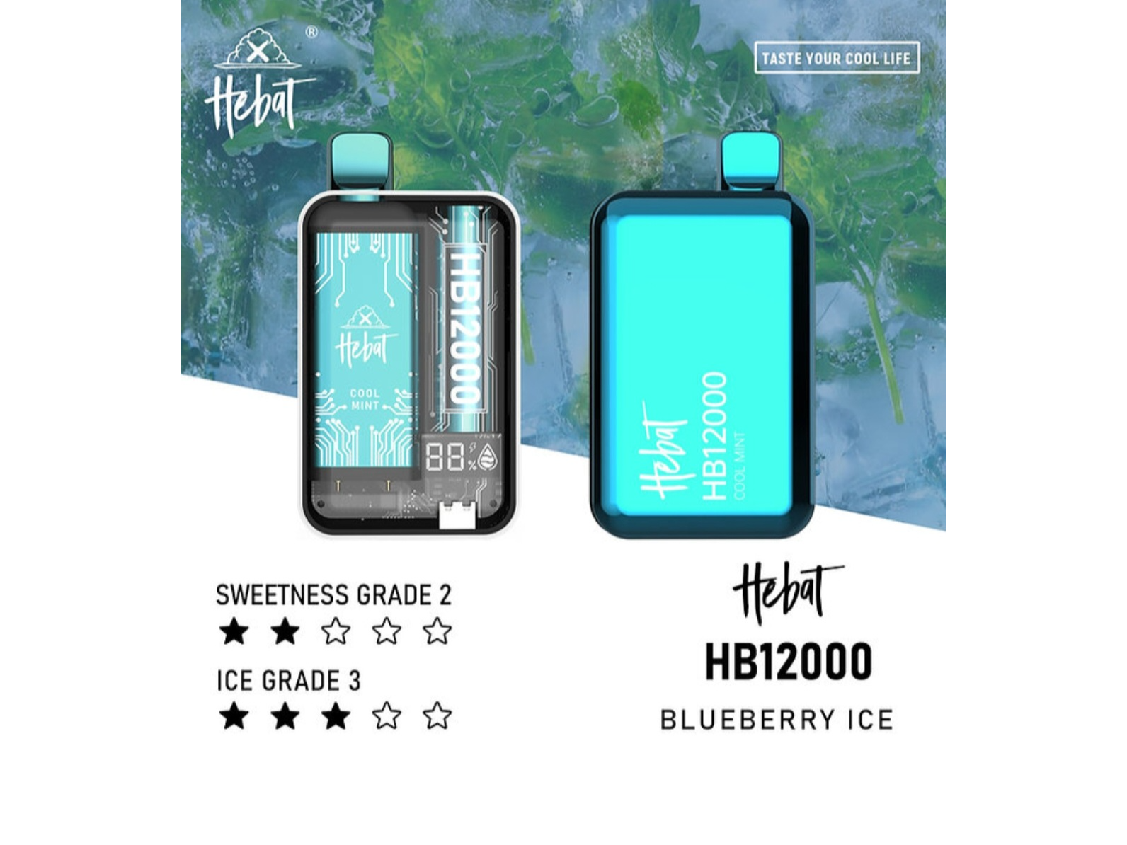 Hebat 12k puffs blueberry ice