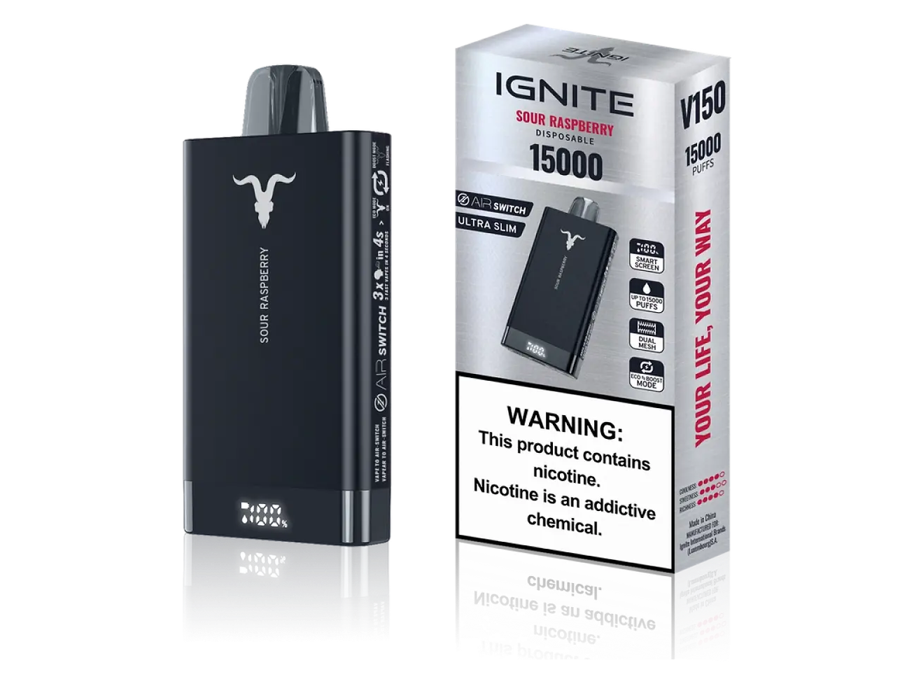 Ignite v150 15000 puffs sour raspberry