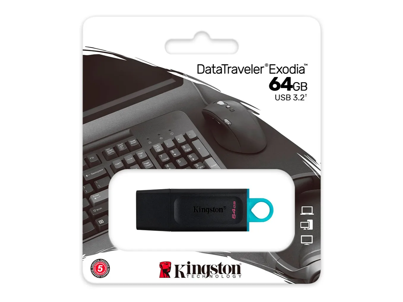 Pendrive KINGSTON - DATA TRAVELER EXODIA - 64 GB - USB 3.2