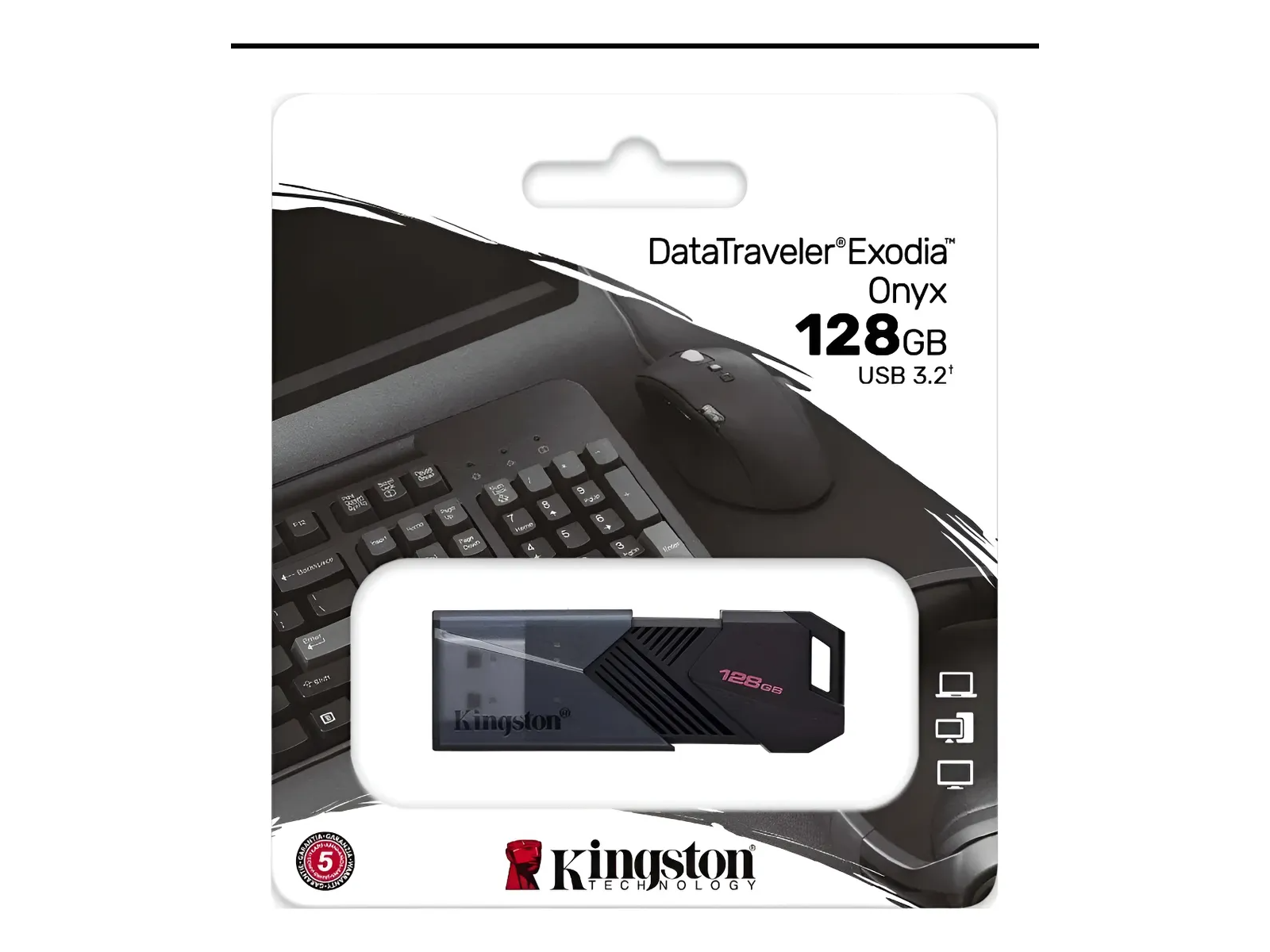 Pendrive KINGSTON - DATA TRAVELER EXODIA ONYX - 128 GB - USB 3.2