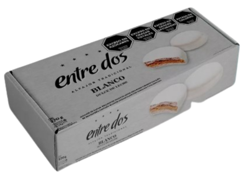 Estuche x6u. Alfajor Entre Dos Blanco x45g.