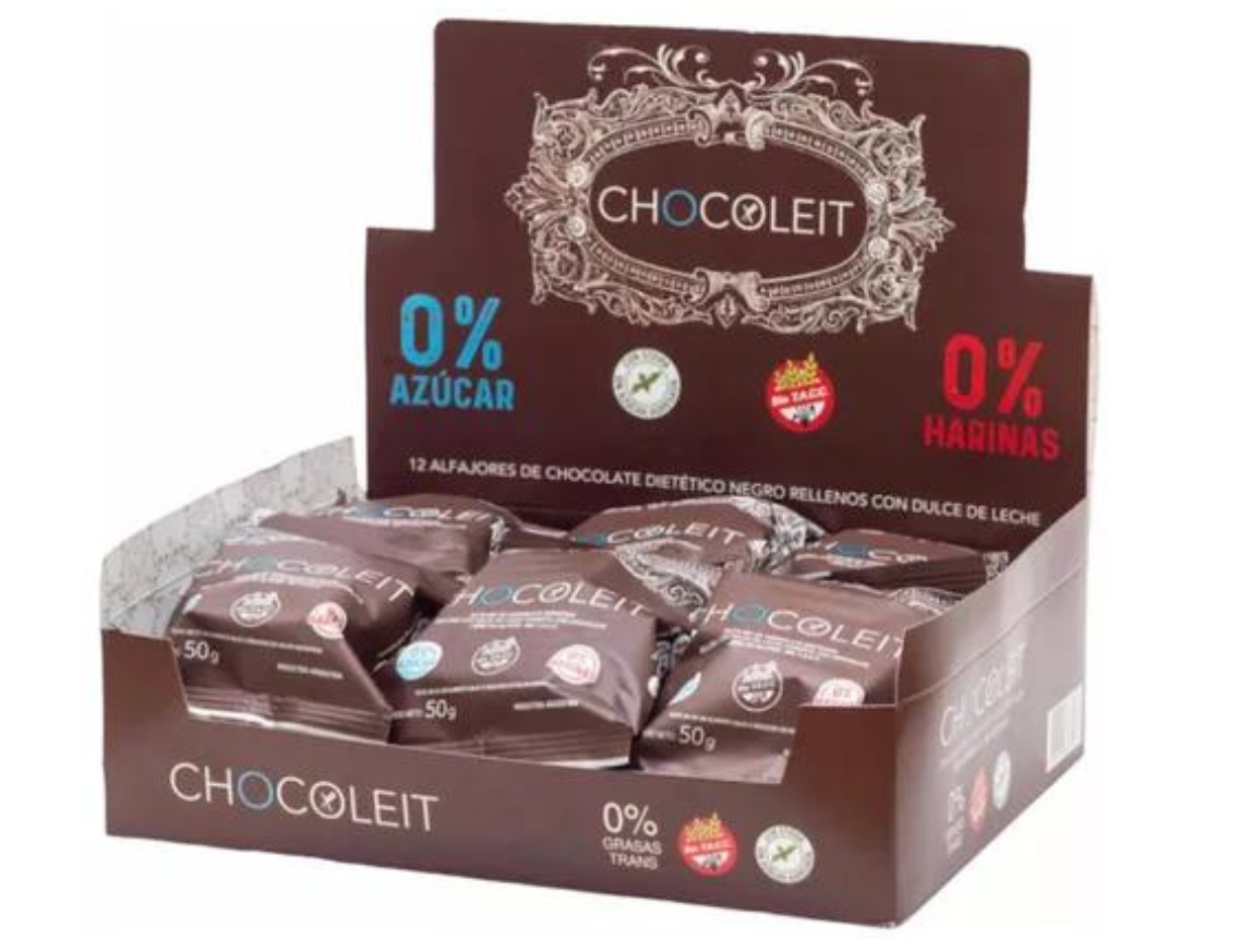 Caja exhibidora Alfajor Chocoleit Negro x 12u.