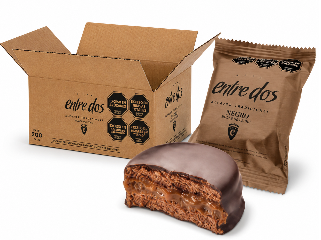 Caja x 32u. Alfajores Negro Entre Dos x 45g.