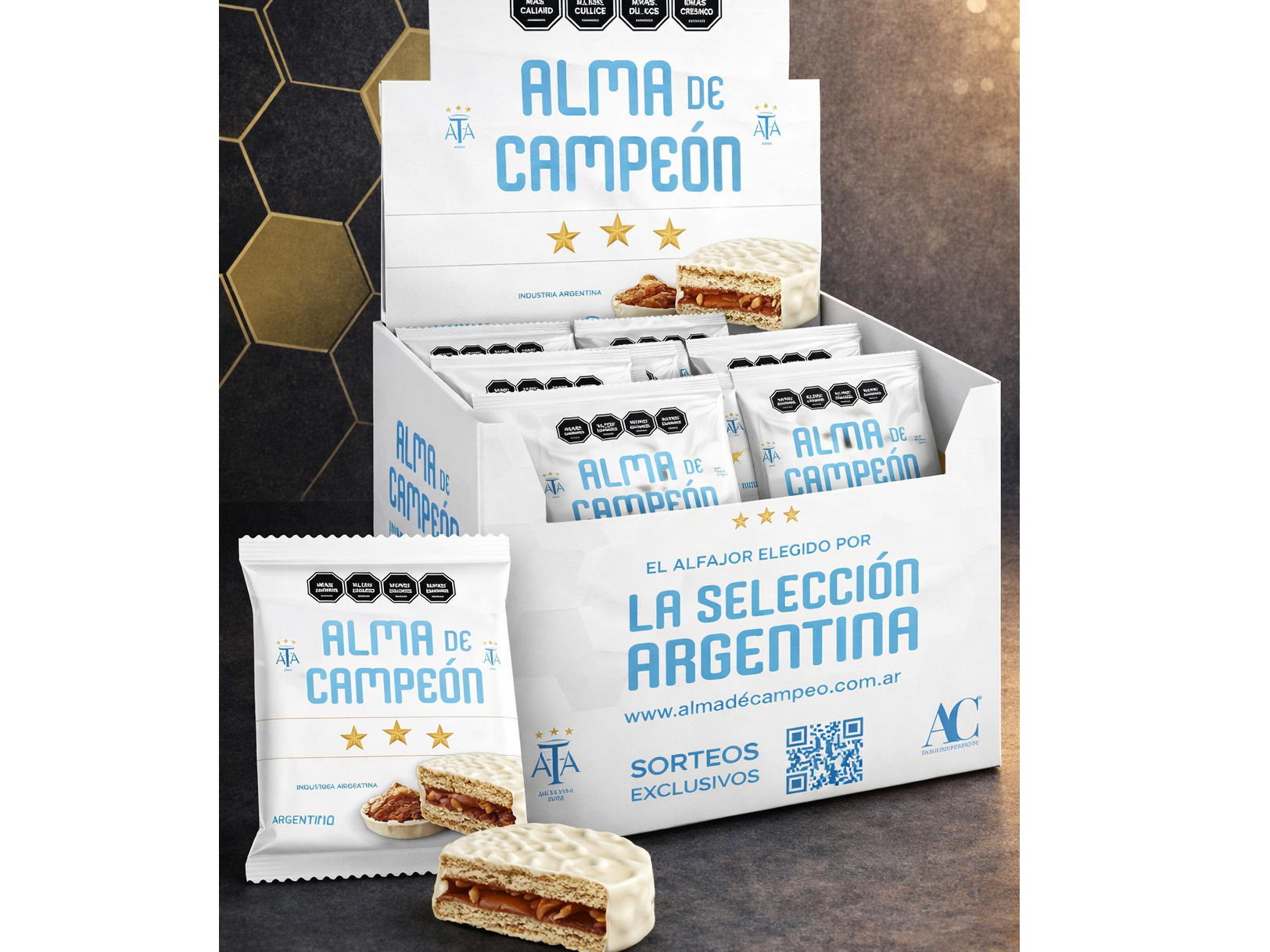 Alfajor Alma de Campeón x 70grs. Blanco - Caja x12u de Distribuidora_babilonia