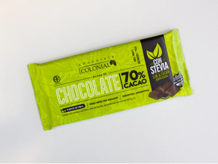 BARRA DE CHOCOLATE 70% CACAO CON STEVIA
