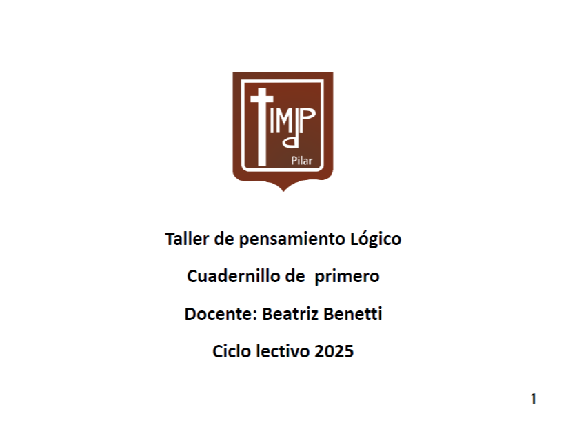 TALLER DE PENSAMIENTO LÓGICO Prof. Benetti