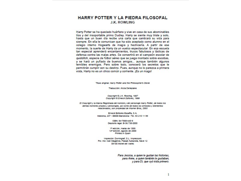 HARRY POTTER y la piedra filosofal
