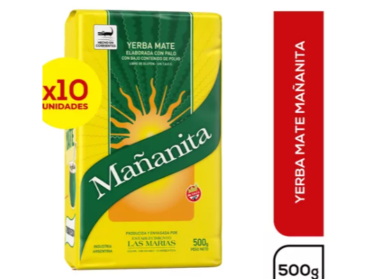 PACK X10 unidades Yerba Mañanita 500gr